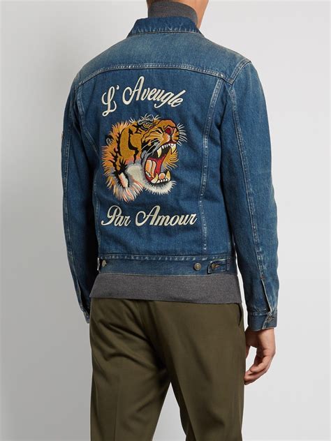 gucci hat with tiger|Gucci tiger denim jacket.